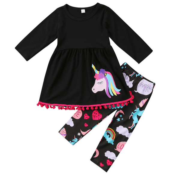 Herimmy Girls' Unicorn Pants Set 2 Pieces Long Sleeve Top Clothes Set Outfit Fall Winter Leggings Set 